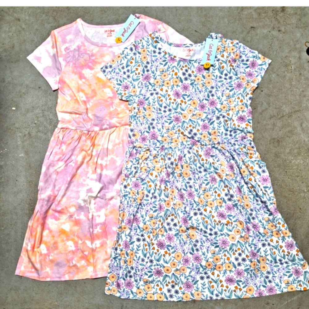 Cat & Jack Pink Tie-Dye and Floral Kids Dress Set